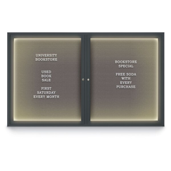 Indoor Enclosed Combo Board, 42"x32", Black Frame/Green & Medium Grey